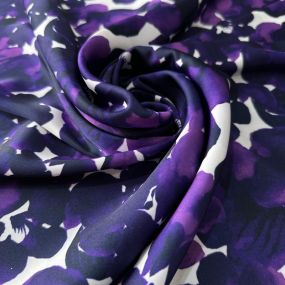 Tecido Cetim Toque De Seda Estampada Violeta • Conexão Tecidos