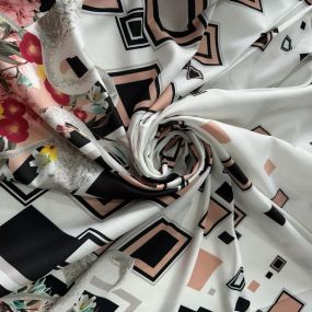 Tecido Cetim Toque De Seda Estampada Barrado Flamingo • Conexão