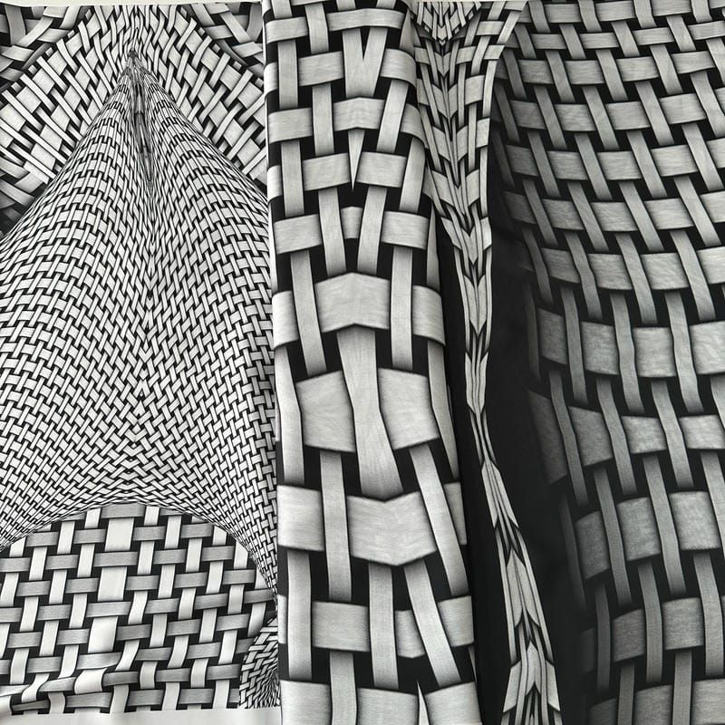 Tecido Cetim Toque De Seda Estampada Fractal • Conexão Tecidos