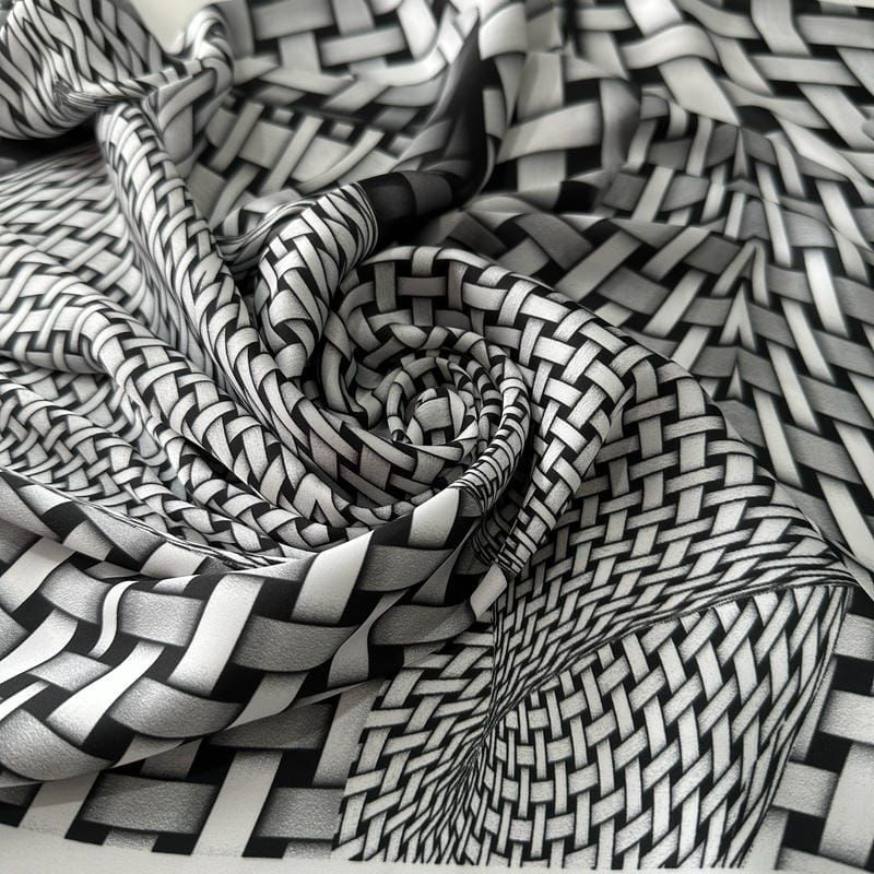 Tecido Cetim Toque De Seda Estampada Fractal • Conexão Tecidos
