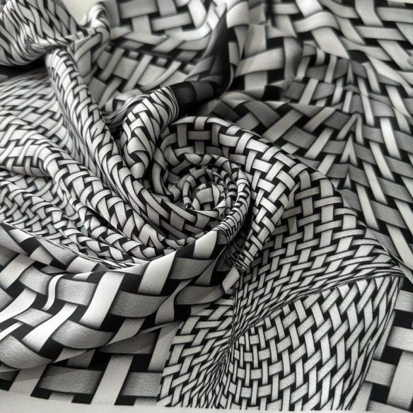 Tecido Cetim Toque De Seda Estampada Fractal • Conexão Tecidos