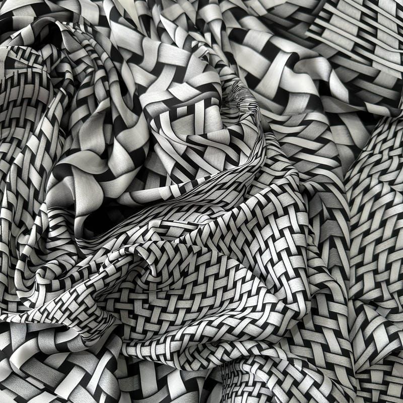 Tecido Cetim Toque De Seda Estampada Fractal • Conexão Tecidos