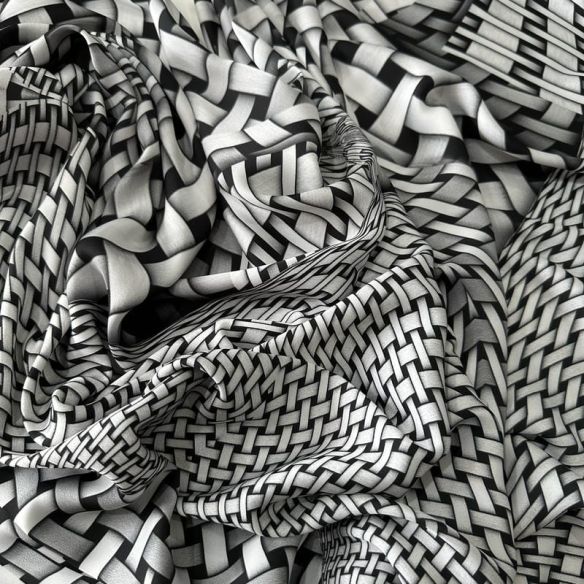 Tecido Cetim Toque De Seda Estampada Fractal • Conexão Tecidos