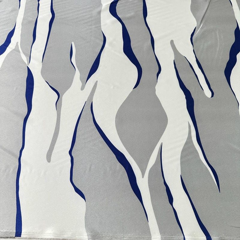Tecido Cetim Com Elastano Estampado Abstrato Orgânico • Conexão