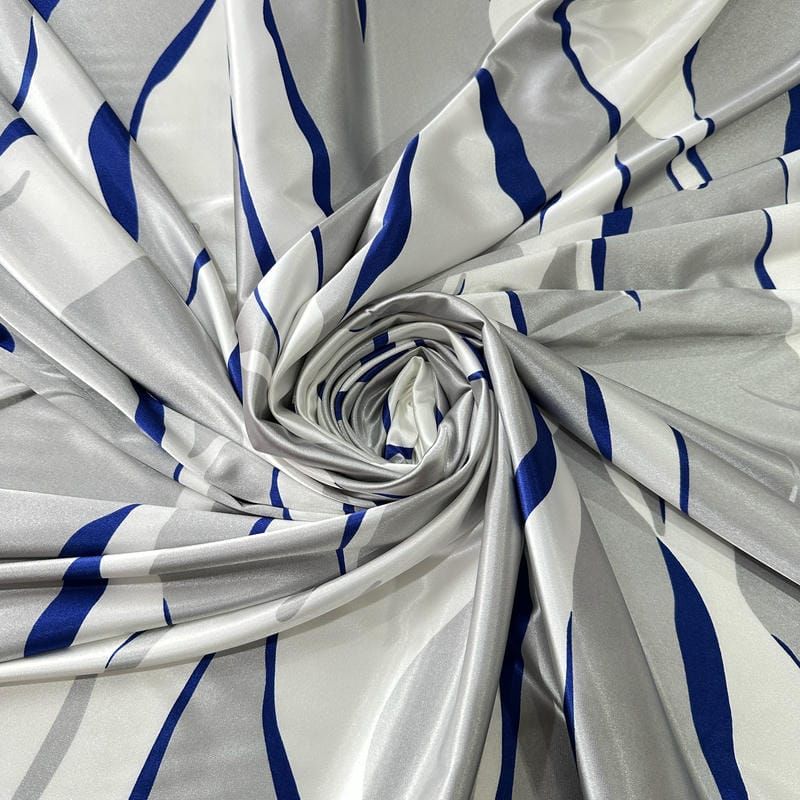 Tecido Cetim Com Elastano Estampado Abstrato Orgânico • Conexão