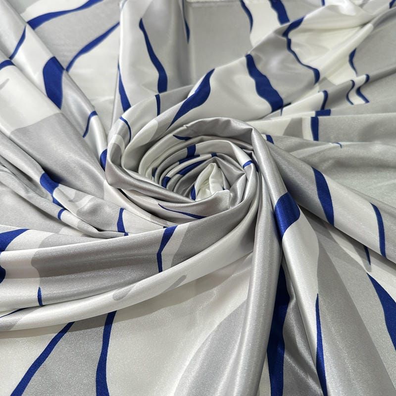 Tecido Cetim Com Elastano Estampado Abstrato Orgânico • Conexão