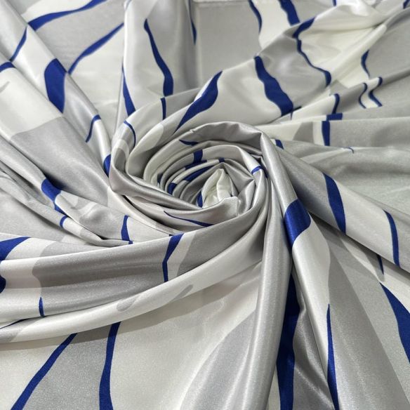Tecido Cetim Com Elastano Estampado Abstrato Orgânico • Conexão