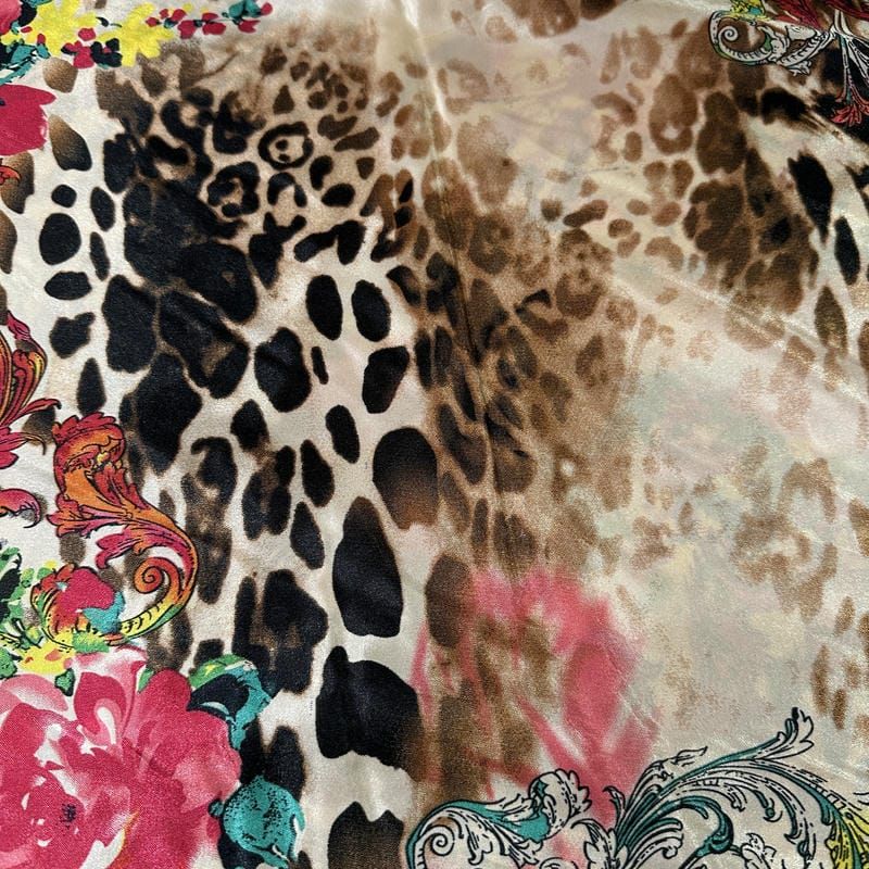 Tecido Cetim Charmousse Estampado Animal Print Floral • Conexão
