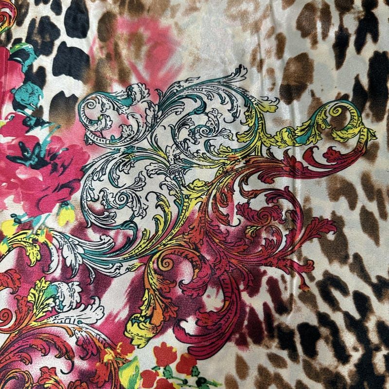 Tecido Cetim Charmousse Estampado Animal Print Floral • Conexão
