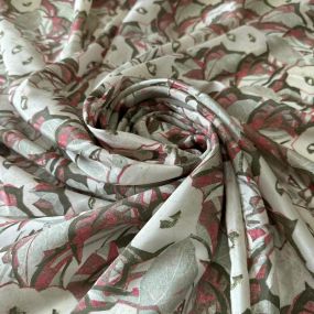 Tecido Crepe de Chine Estampado Floral Vintage Verde • Conexão Tecidos 2