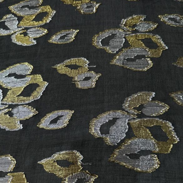 Tecido Musseline De Seda Estampada Foil Preto • Conexão Tecidos