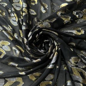Tecido Musseline De Seda Estampada Foil Preto • Conexão Tecidos