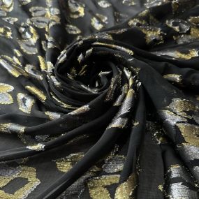 Tecido Musseline De Seda Estampada Foil Preto • Conexão Tecidos 2