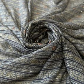 Tecido Musseline De Seda Estampada Ornamental Fio Lurex • Conexão 2