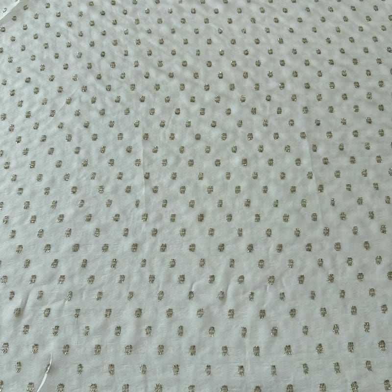 Tecido Musseline De Seda Lurex Dourado Off White • Conexão Tecidos