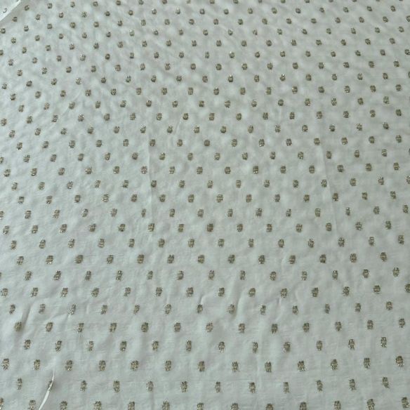 Tecido Musseline De Seda Lurex Dourado Off White • Conexão Tecidos