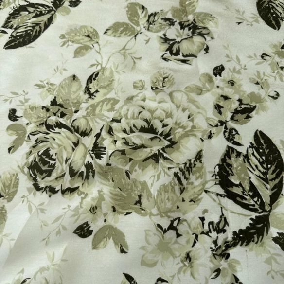 Tecido Tafetá De Seda Pura Floral Clássico Verde Sálvia • Conexão