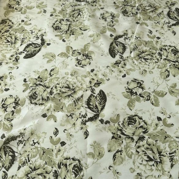 Tecido Tafetá De Seda Pura Floral Clássico Verde Sálvia • Conexão