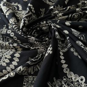 Tecido Cambraia De Algodão Bordada Metalizado Preto • Conexão Tecidos 2