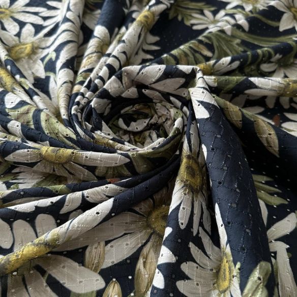 Tecido Lese Estampada Floral Margaridas • Conexão Tecidos