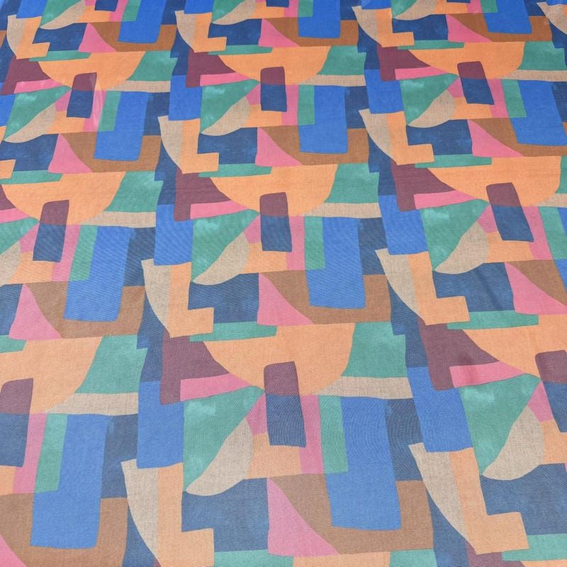 Tecido Tule De Malha Estampado Color Block Retrô • Conexão Tecidos