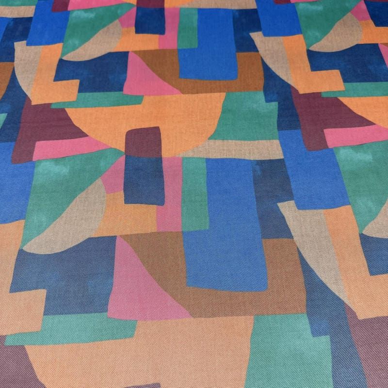 Tecido Tule De Malha Estampado Color Block Retrô • Conexão Tecidos