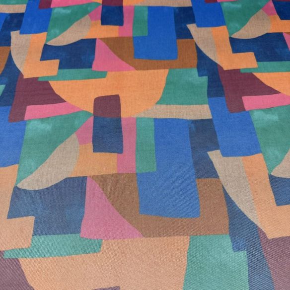 Tecido Tule De Malha Estampado Color Block Retrô • Conexão Tecidos