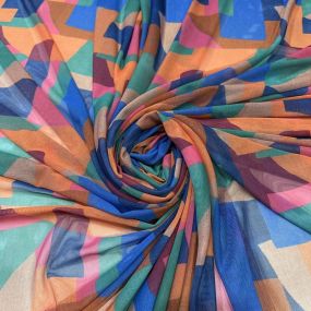 Tecido Tule De Malha Estampado Color Block Retrô • Conexão Tecidos
