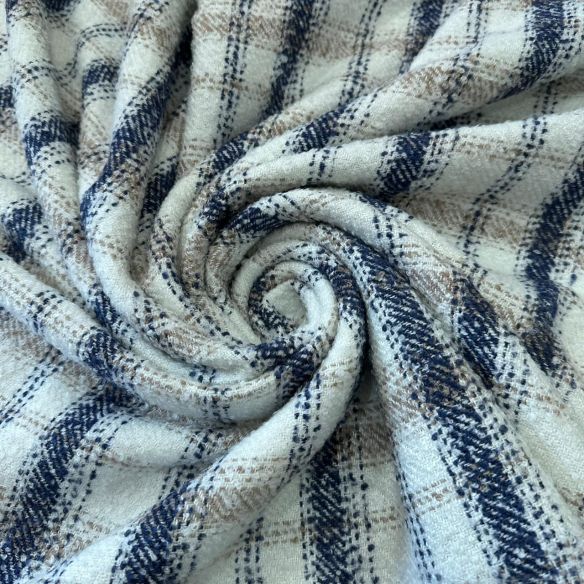 Tecido Tweed Sintético Tweed Marfim Navy • Conexão Tecidos