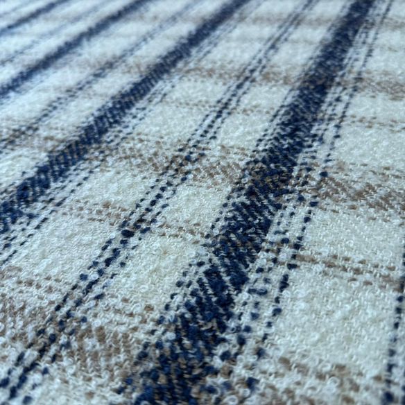 Tecido Tweed Sintético Tweed Marfim Navy • Conexão Tecidos