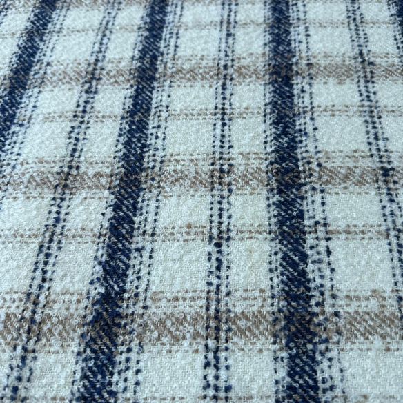 Tecido Tweed Sintético Tweed Marfim Navy • Conexão Tecidos