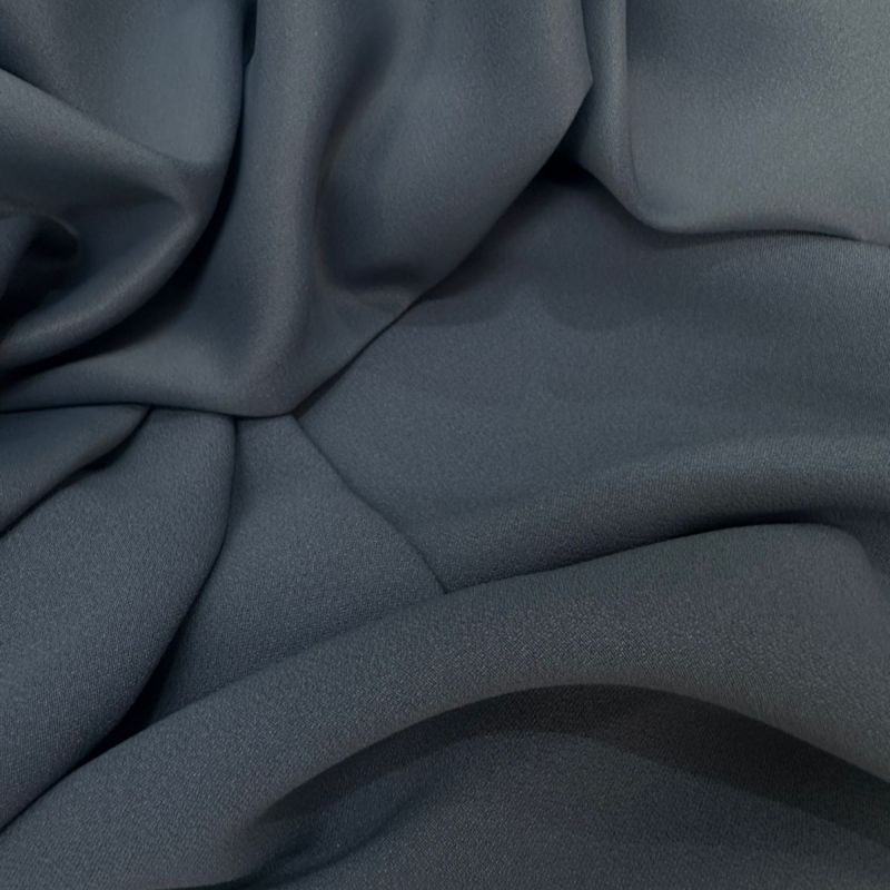 Tecido Crepe Patou Azul Acinzentado • Conexão Tecidos