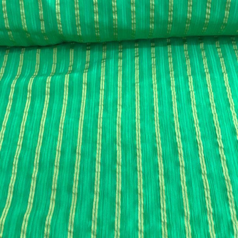 Tecido Chiffon De Seda Listras Esmeralda Riviera • Conexão Tecidos