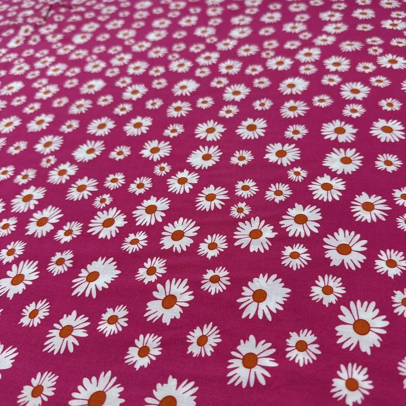 Tecido Viscose Estampada Margarida Pink • Conexão Tecidos