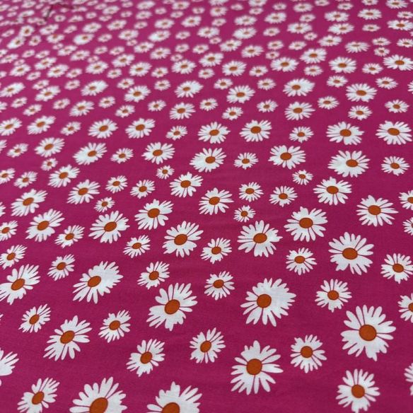 Tecido Viscose Estampada Margarida Pink • Conexão Tecidos
