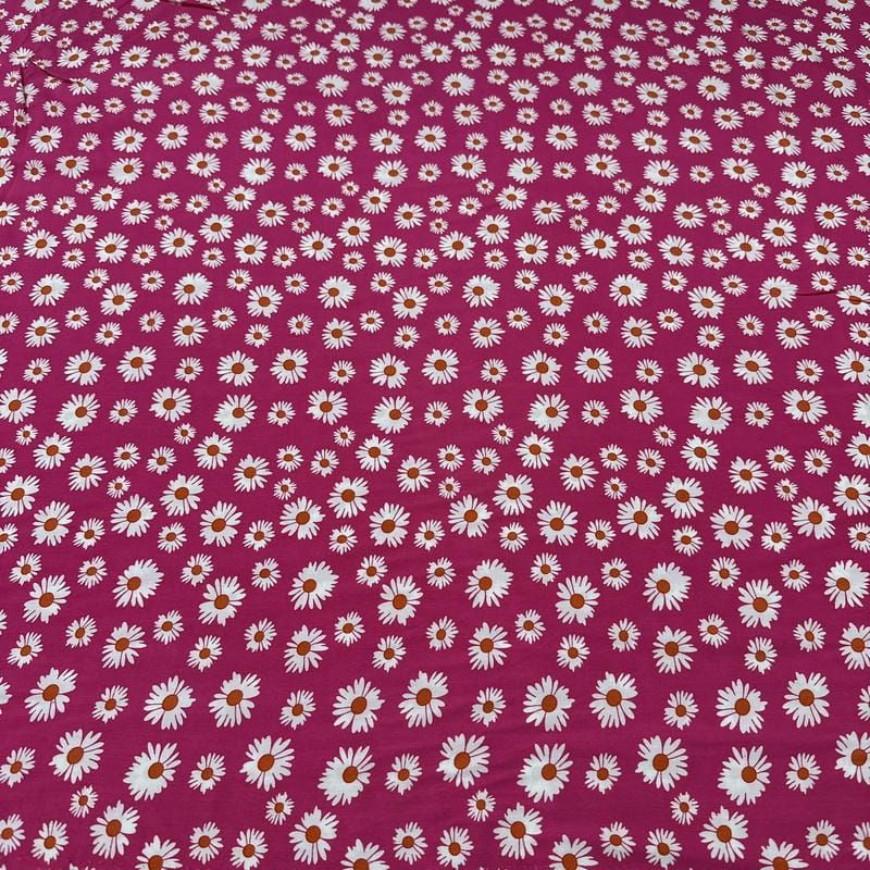 Tecido Viscose Estampada Margarida Pink • Conexão Tecidos