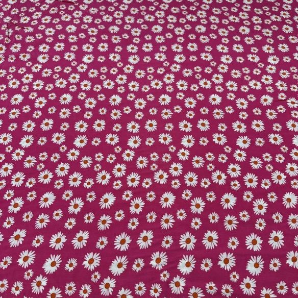 Tecido Viscose Estampada Margarida Pink • Conexão Tecidos
