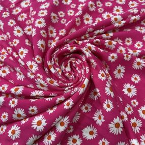 Tecido Viscose Estampada Margarida Pink • Conexão Tecidos