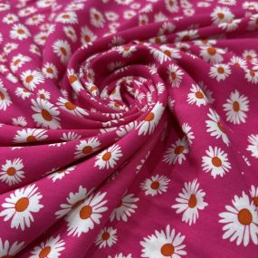 Tecido Viscose Estampada Margarida Pink • Conexão Tecidos 2