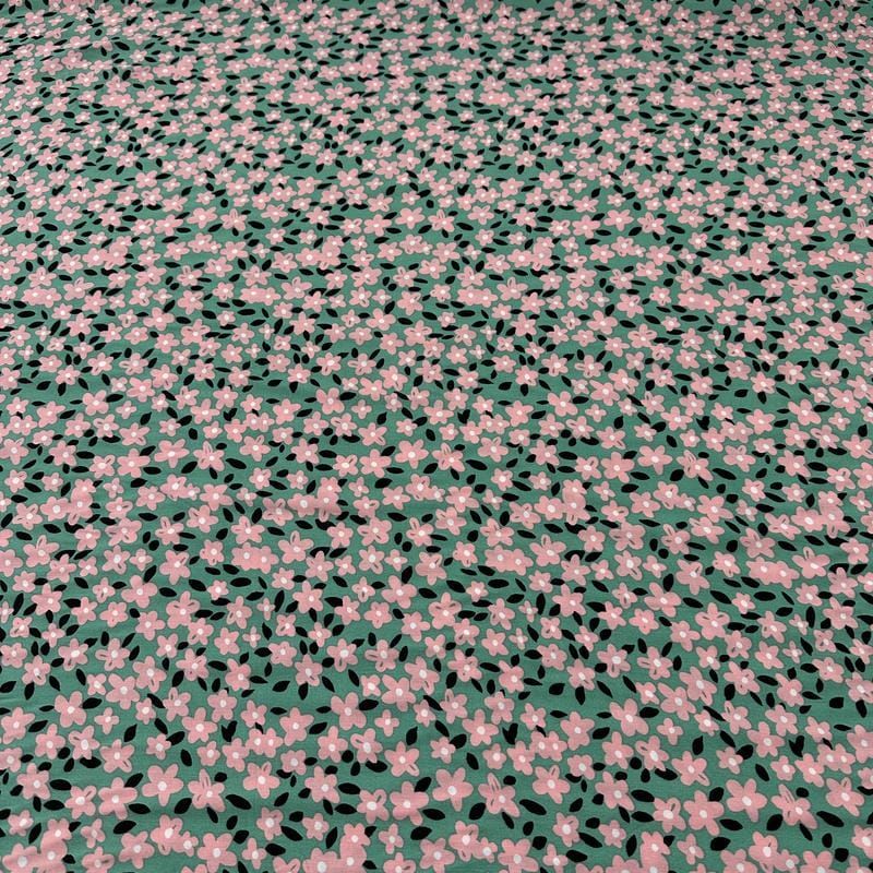 Tecido Viscose Estampada Floral Liberty Rosé Mint • Conexão Tecidos