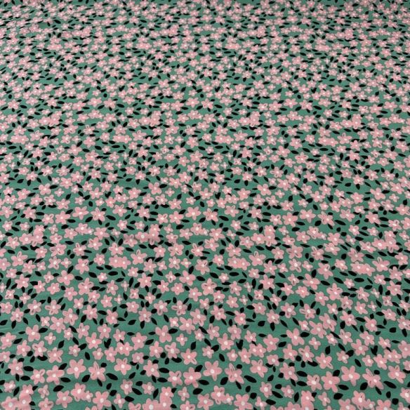 Tecido Viscose Estampada Floral Liberty Rosé Mint • Conexão Tecidos