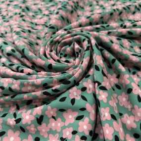 Tecido Viscose Estampada Floral Liberty Rosé Mint • Conexão Tecidos 2
