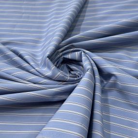 Tecido Tricoline Estampado Listrado Azul e Branco • Conexão Tecidos 2
