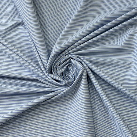 Tecido Tricoline Estampado Listrado Camisaria Azul • Conexão Tecidos