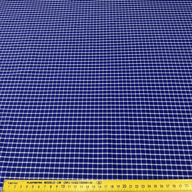 Tecido Tricoline Estampado Xadrez Camisaria Azul Royal • Conexão