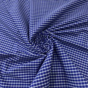 Tecido Tricoline Estampado Xadrez Camisaria Azul Royal • Conexão