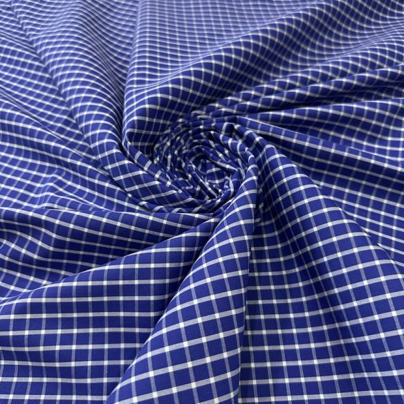 Tecido Tricoline Estampado Xadrez Camisaria Azul Royal • Conexão
