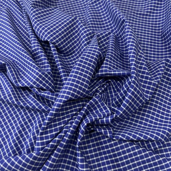 Tecido Tricoline Estampado Xadrez Camisaria Azul Royal • Conexão
