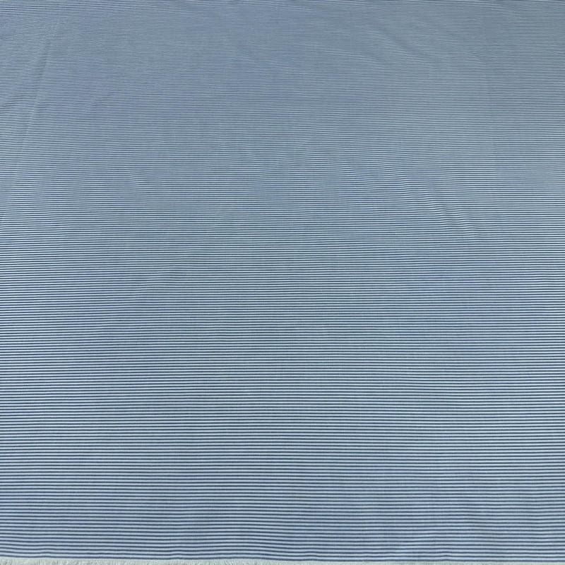 Tecido Tricoline Estampado Listrado Azul Chambray • Conexão Tecidos