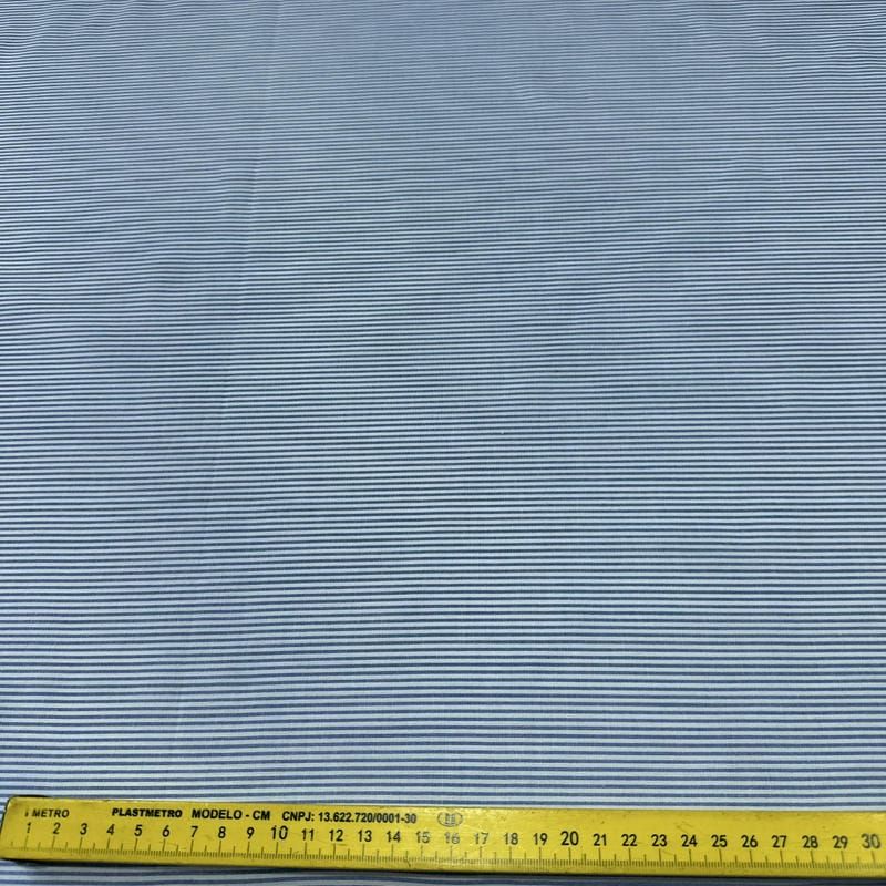 Tecido Tricoline Estampado Listrado Azul Chambray • Conexão Tecidos